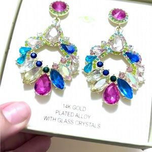 14K Gold Plated & Glass Crystals Earrings